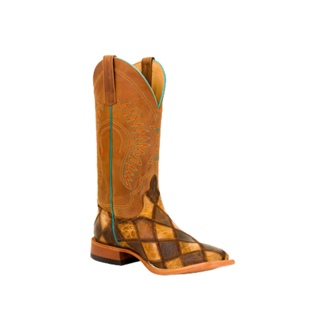 Horse Power Men's Patchwork Western Square Brown Toe Boot