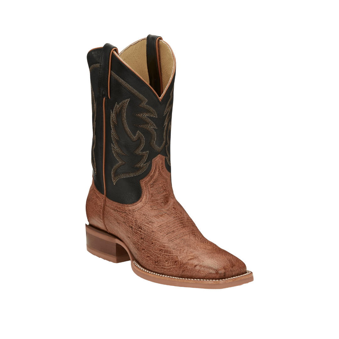 Justin Men's Smooth Quill Ostrich Brown Boots