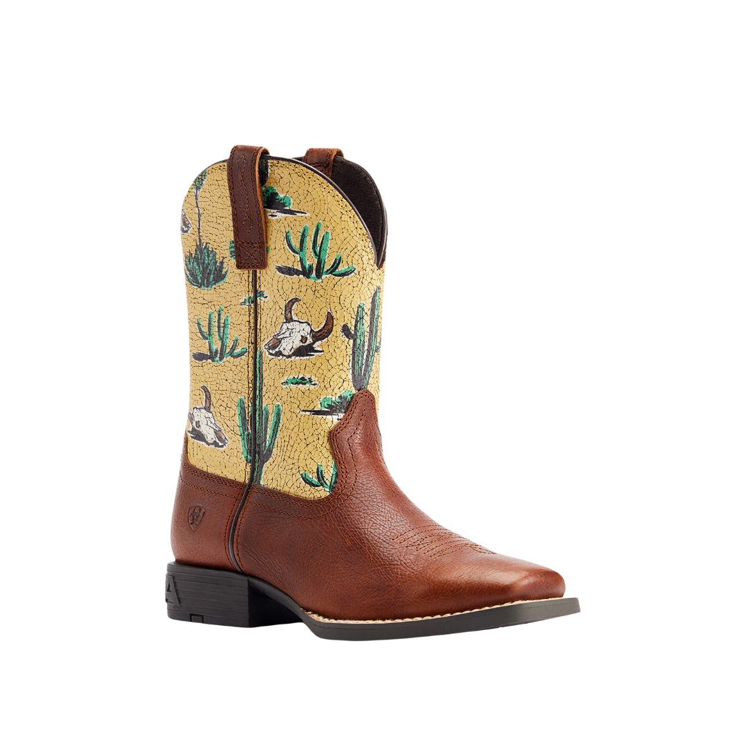 Ariat Youth Spiced Cider And Yellow Skull Desert Round Up Western Boot