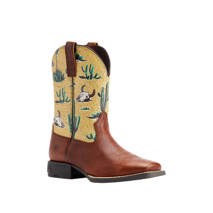Ariat Youth Spiced Cider And Yellow Skull Desert Round Up Western Boot