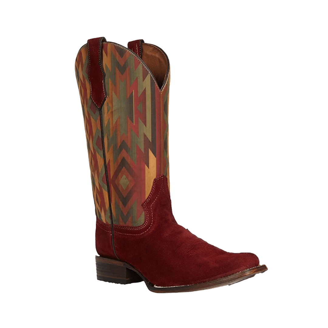 Corral Boots Women's Circle G  Aztec Embroidery Square Toe Wine Boots