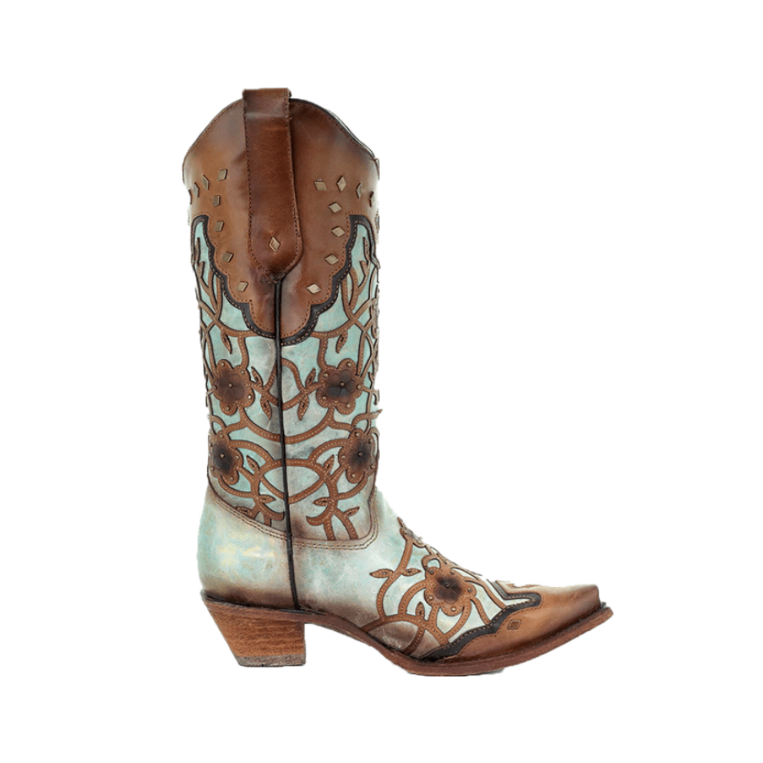 Corral Mint Maple Women's Flower Overlay Women's West Boots: Authentic ...