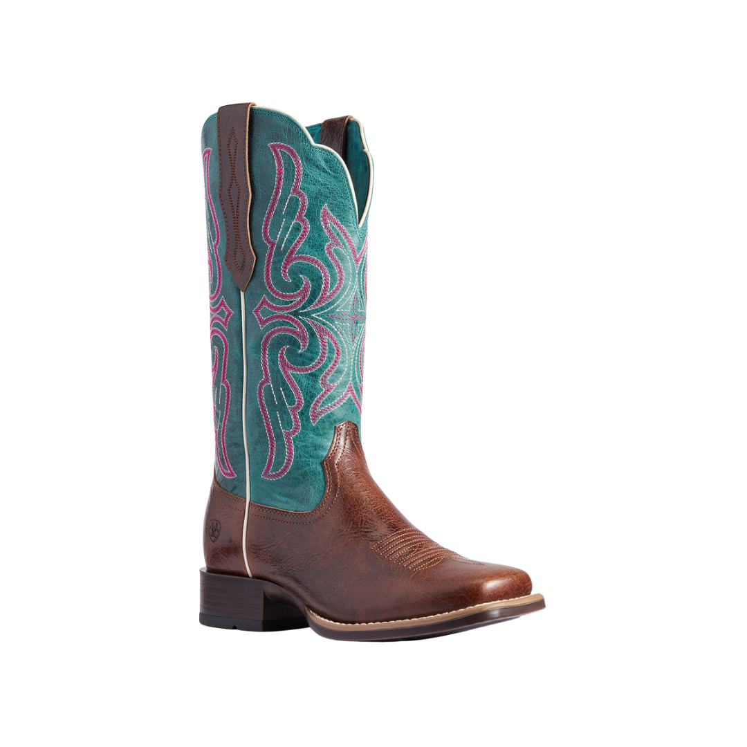 Ariat Women's Primera Teal Stretchfit Barrel Brown Boots