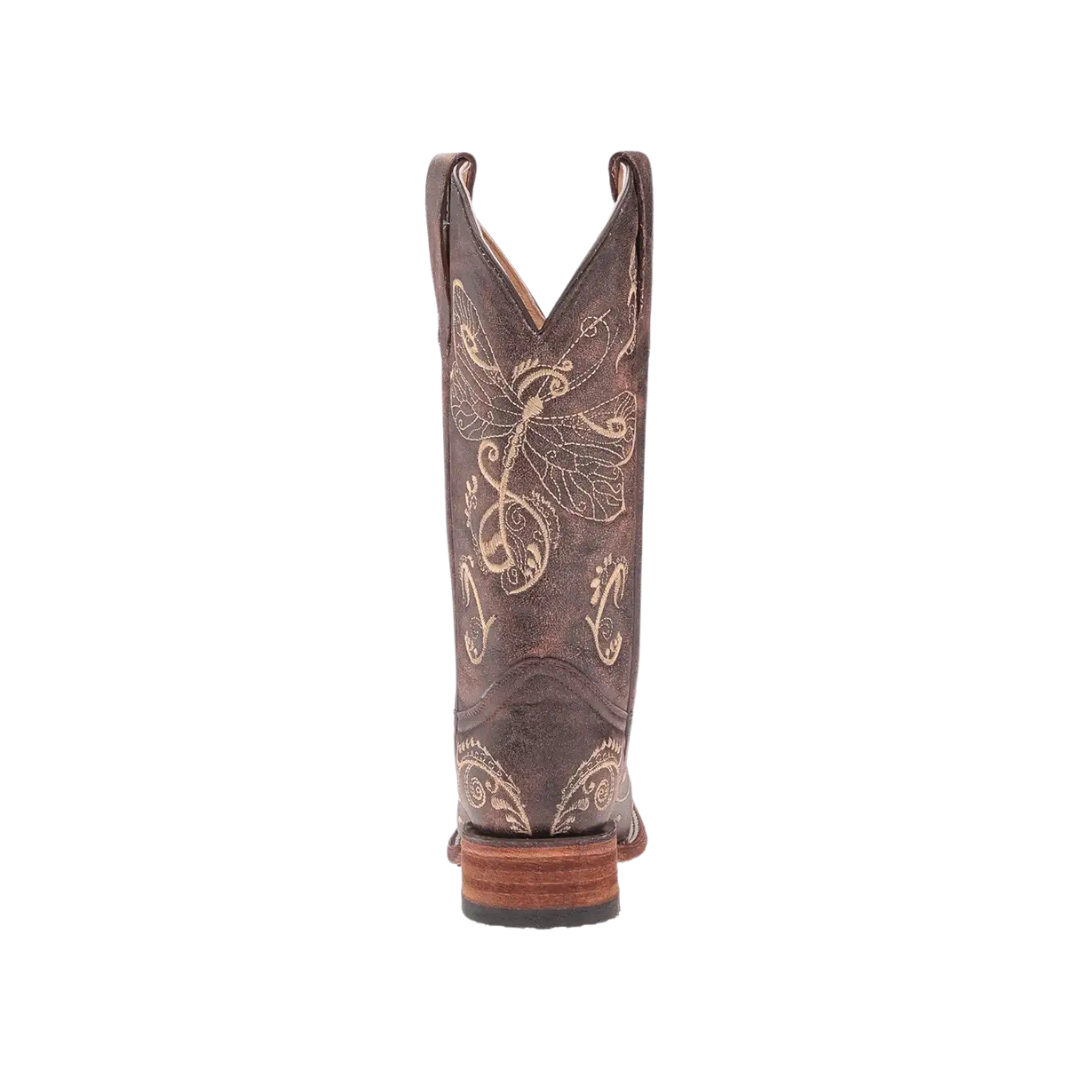 Corral Women's Dragonfly Embroidered Distressed Brown Boots