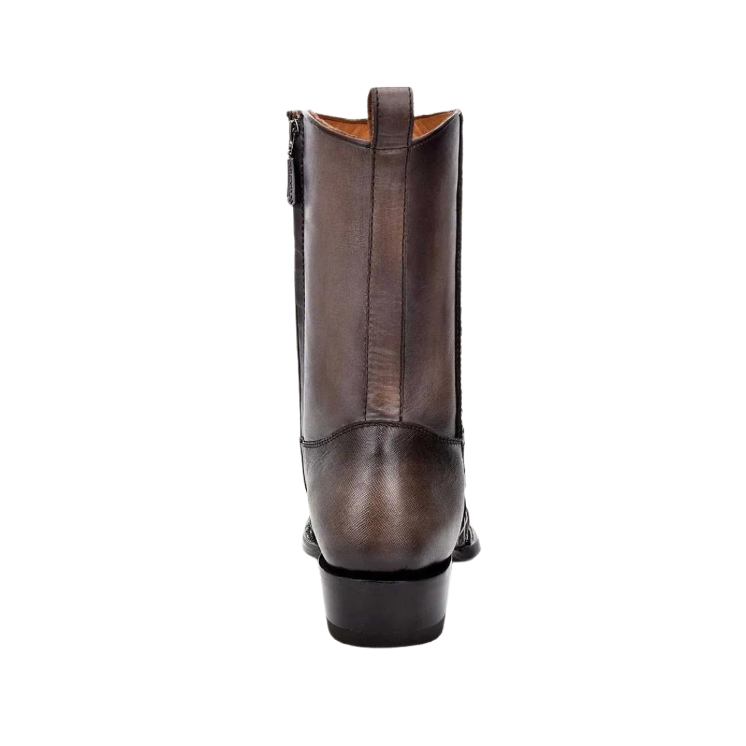 Cuadra Men's Fashion Cowboy Woven Leather Ankle Gray Boots
