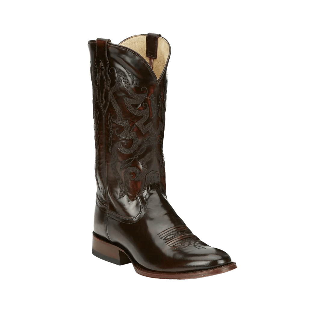 Tony Lama Men's Shiny Sangria Leather Brown Boots