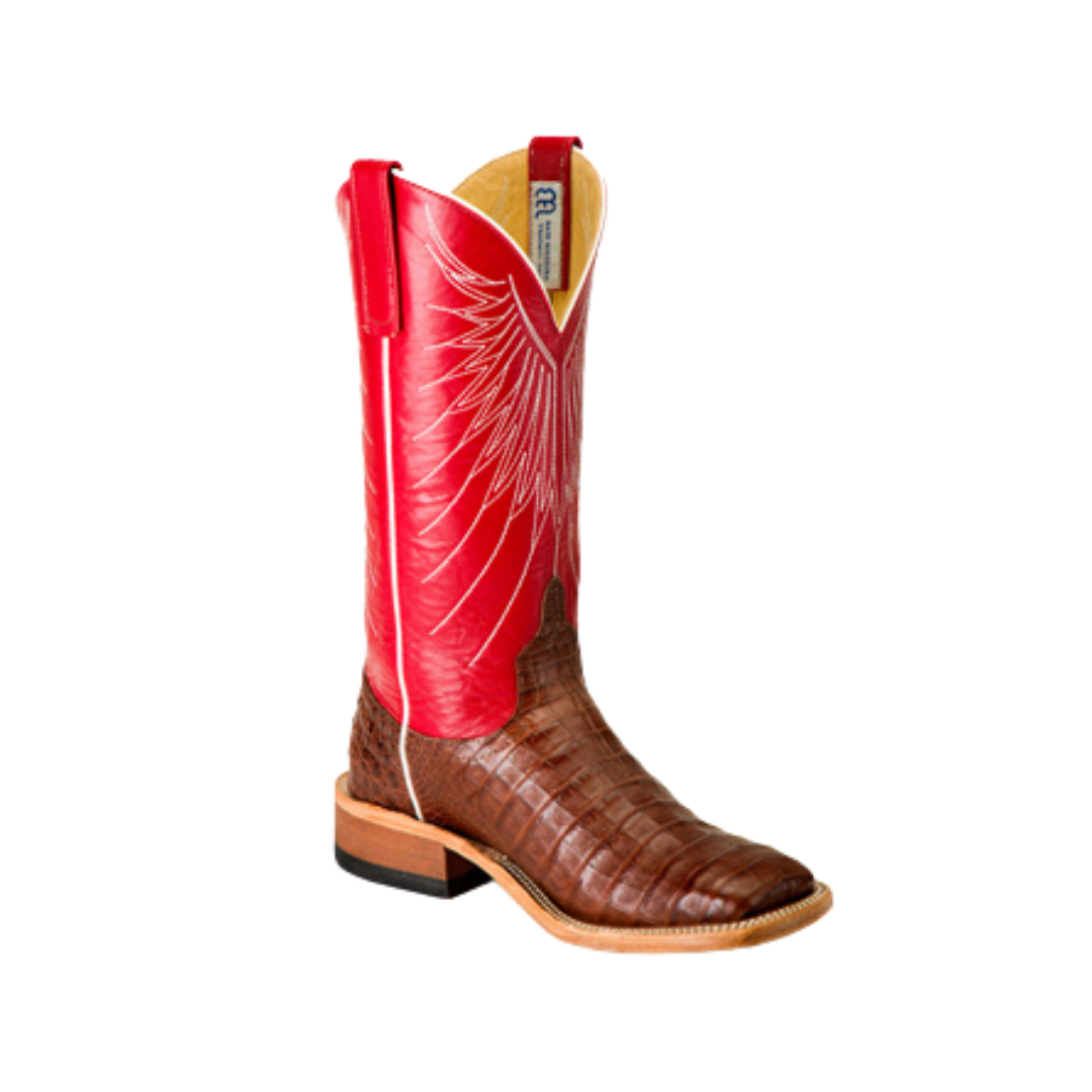 Anderson Bean Men's Tobacco Caiman Belly Red Boot