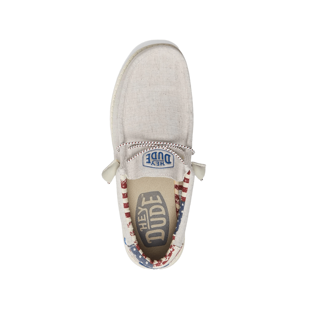 Hey Dude Men's Wally Off Patriotic White Shoes