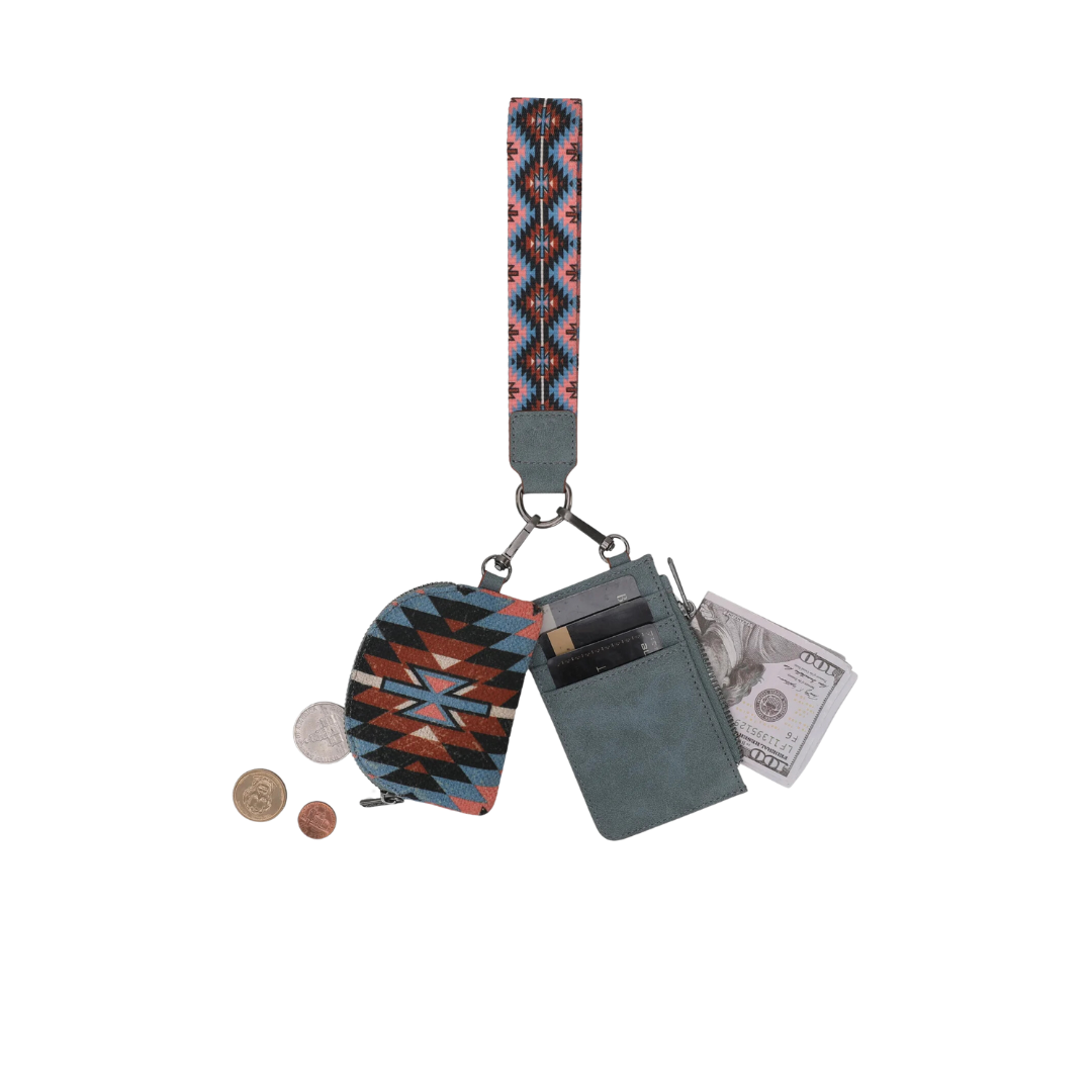 wrangler Women's Art Print Dual Navy Pouch Wristlet