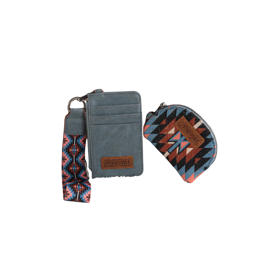 wrangler Women's Art Print Dual Navy Pouch Wristlet