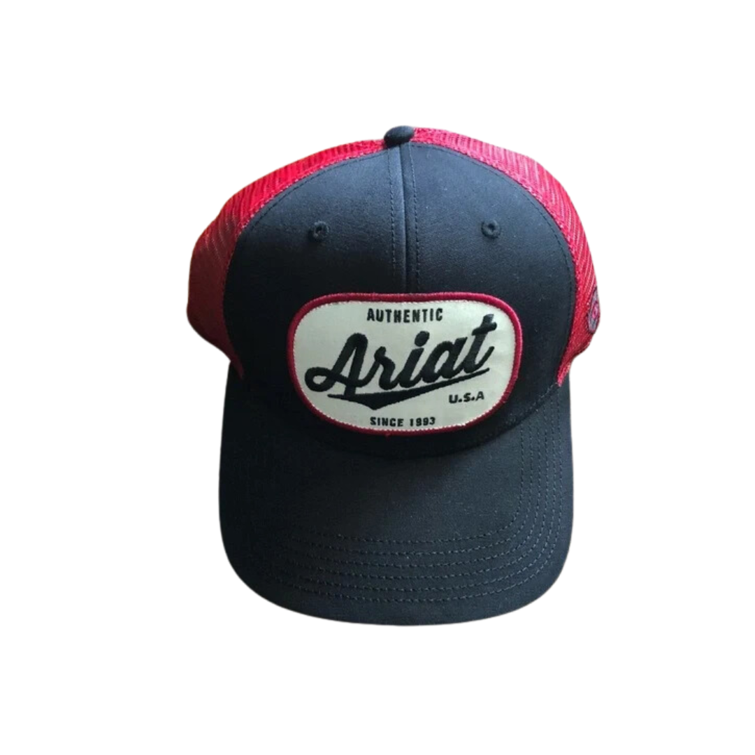 Ariat M&F Black & Red Mesh Oval Patch Cap - Western Style Hats & Caps