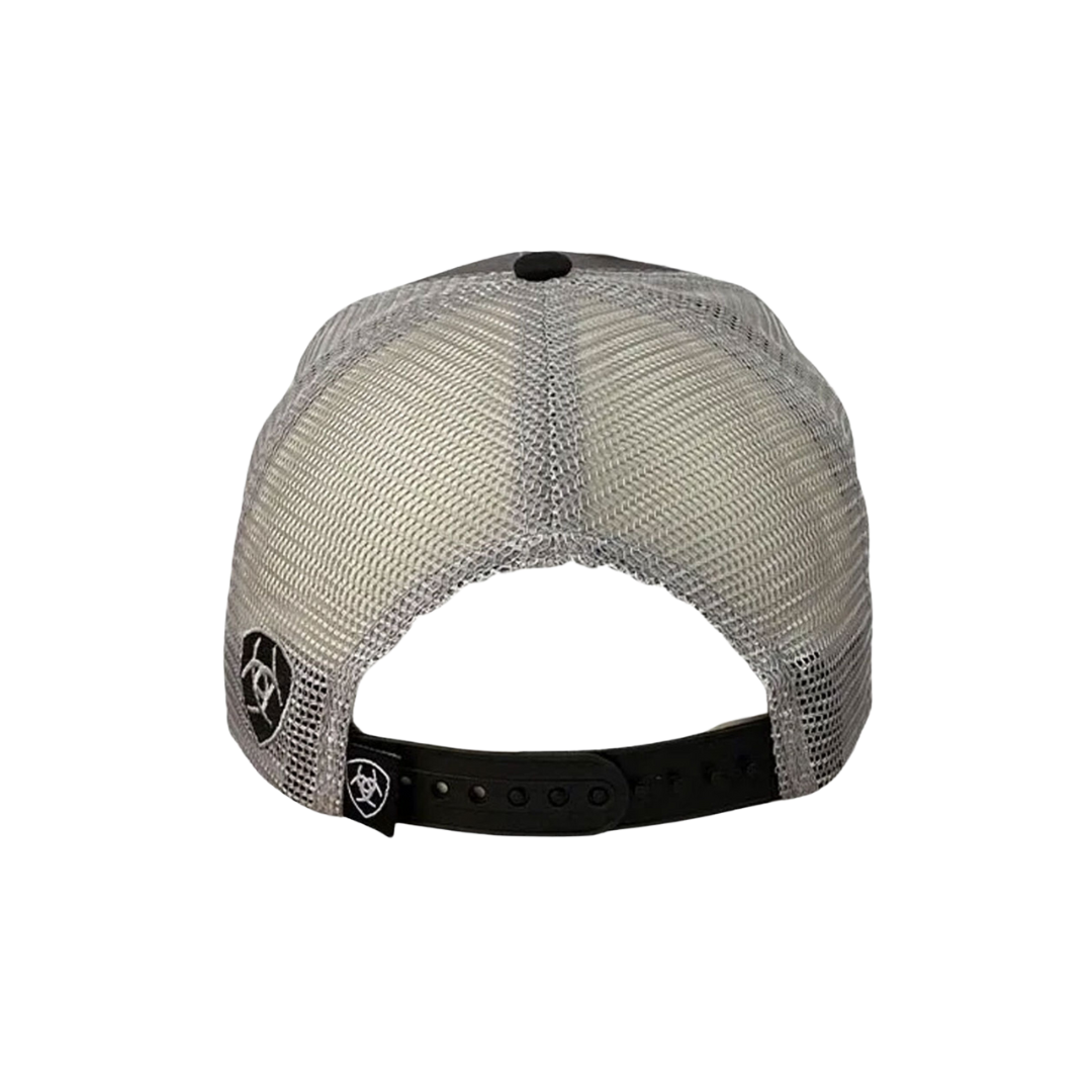 Ariat M&amp;F Grey White Mesh Embroidered Logo Baseball Cap