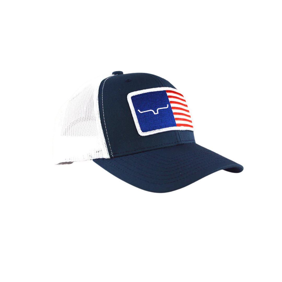 Kimes Ranch Blue Navy Mesh Trucker US Flag Cap