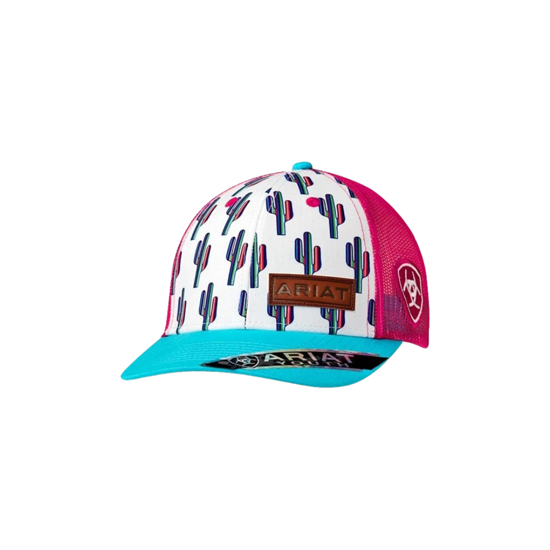 Ariat Colored Cactus Design Leather Patch Cap