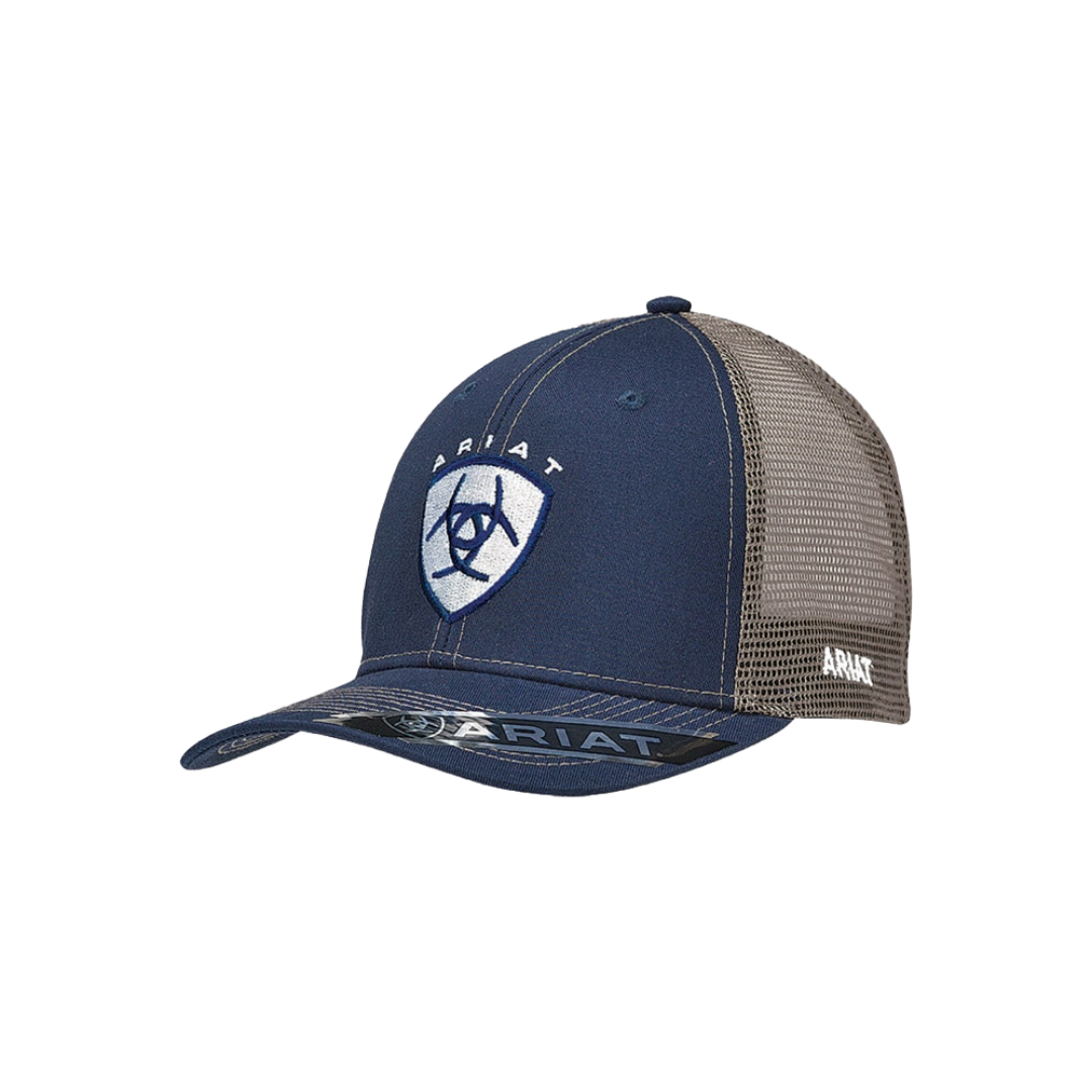Ariat M&amp;F Navy and Grey Mesh Logo Embroidered Cap