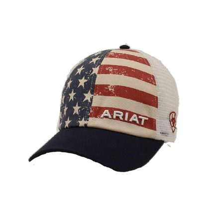 Ariat M&amp;F Distressed Usa Flag Mesh Cap