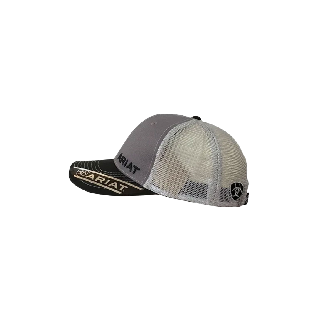 Ariat M&amp;F Grey White Mesh Embroidered Logo Baseball Cap