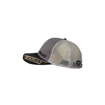 Ariat M&amp;F Grey White Mesh Embroidered Logo Baseball Cap