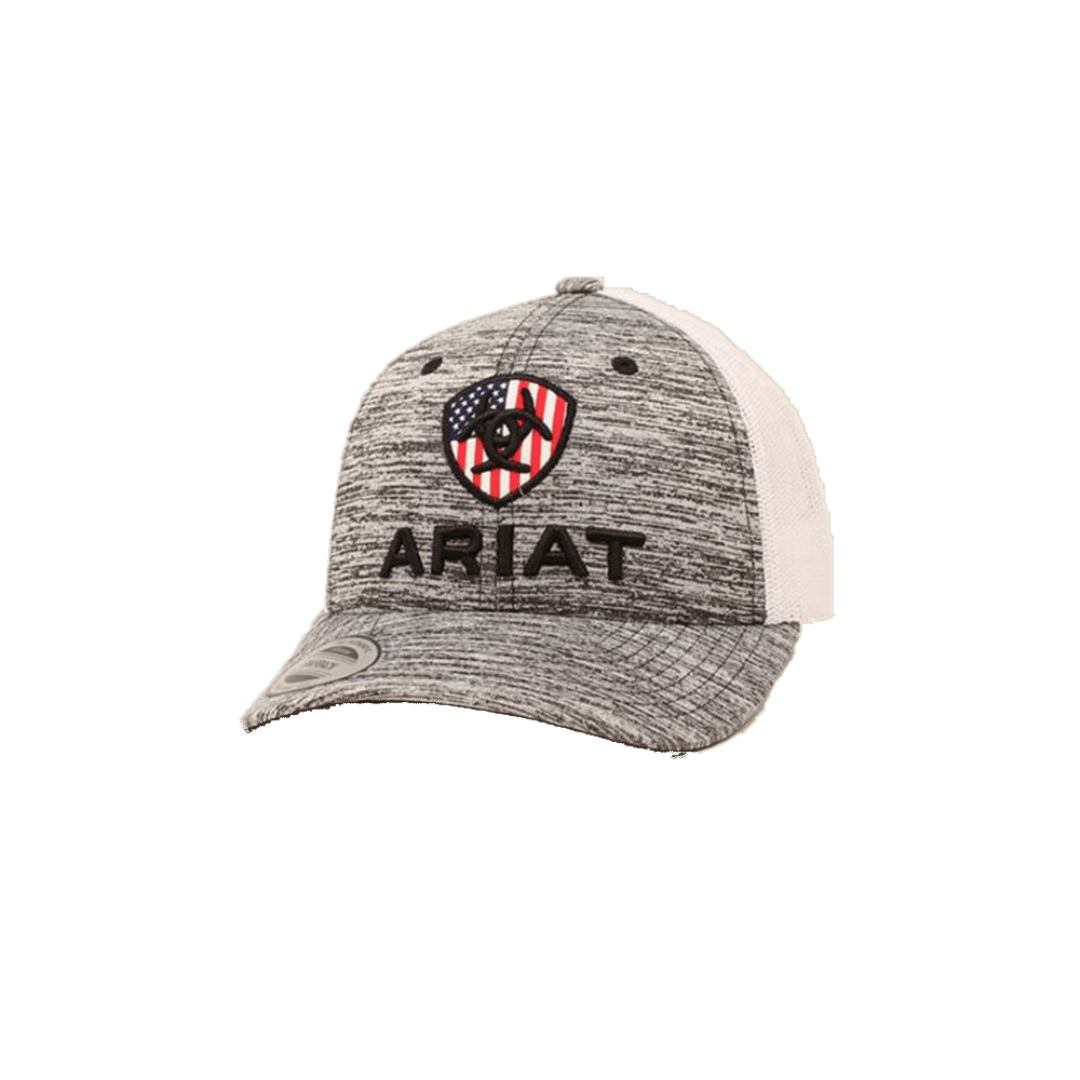 Ariat M&amp;F Grey Mesh US Flag Ariat Shield Cap