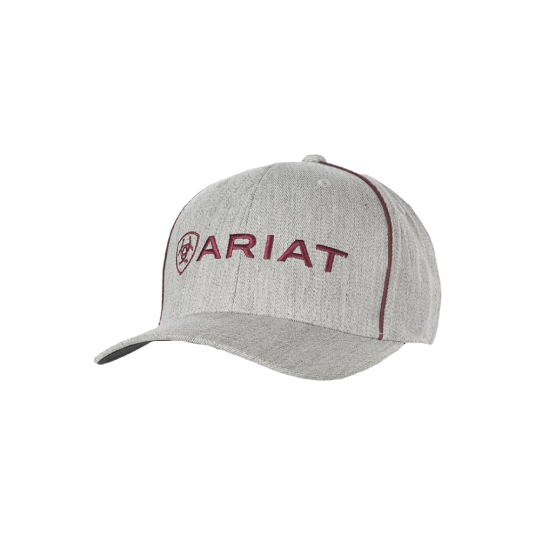 Ariat Grey Red Embroidered Logo Baseball Cap