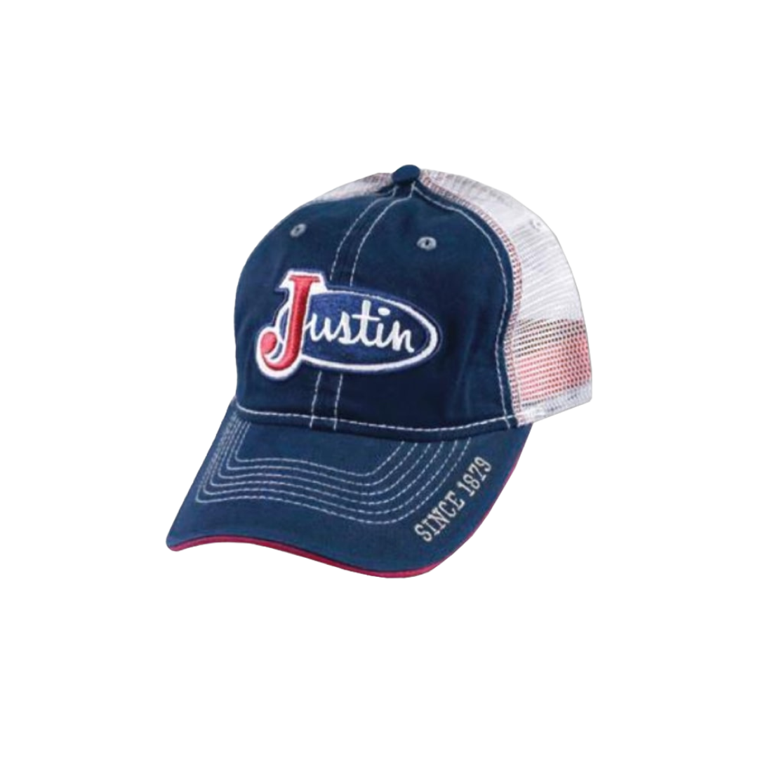 Milano Hats Denim Blue Navy Mesh Embroidered Justin Cap
