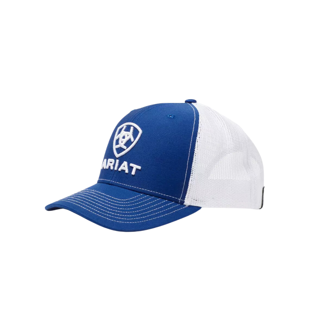 Ariat M&amp;F Blue &amp; White Logo Mesh Cap