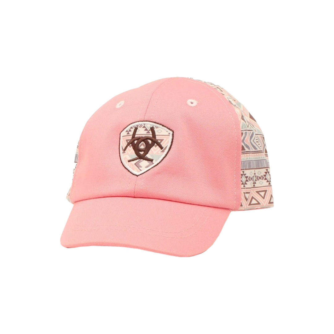 Ariat M&amp;F Girls Pink Aztec Stripe Design Cap