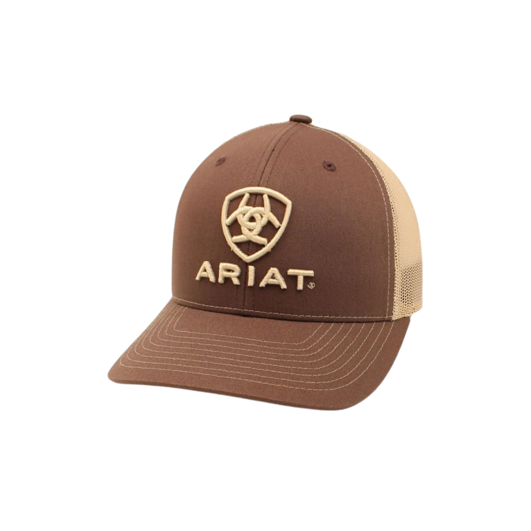 Ariat M&amp;F Brown Shield Embroidered Mesh Cap