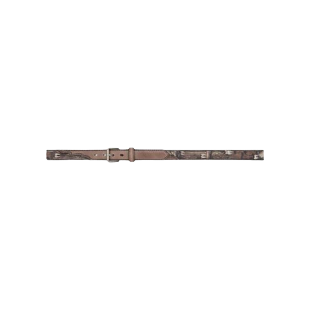 3D Youth Boy's Leather Camo Canvas Inlay Brown Belt