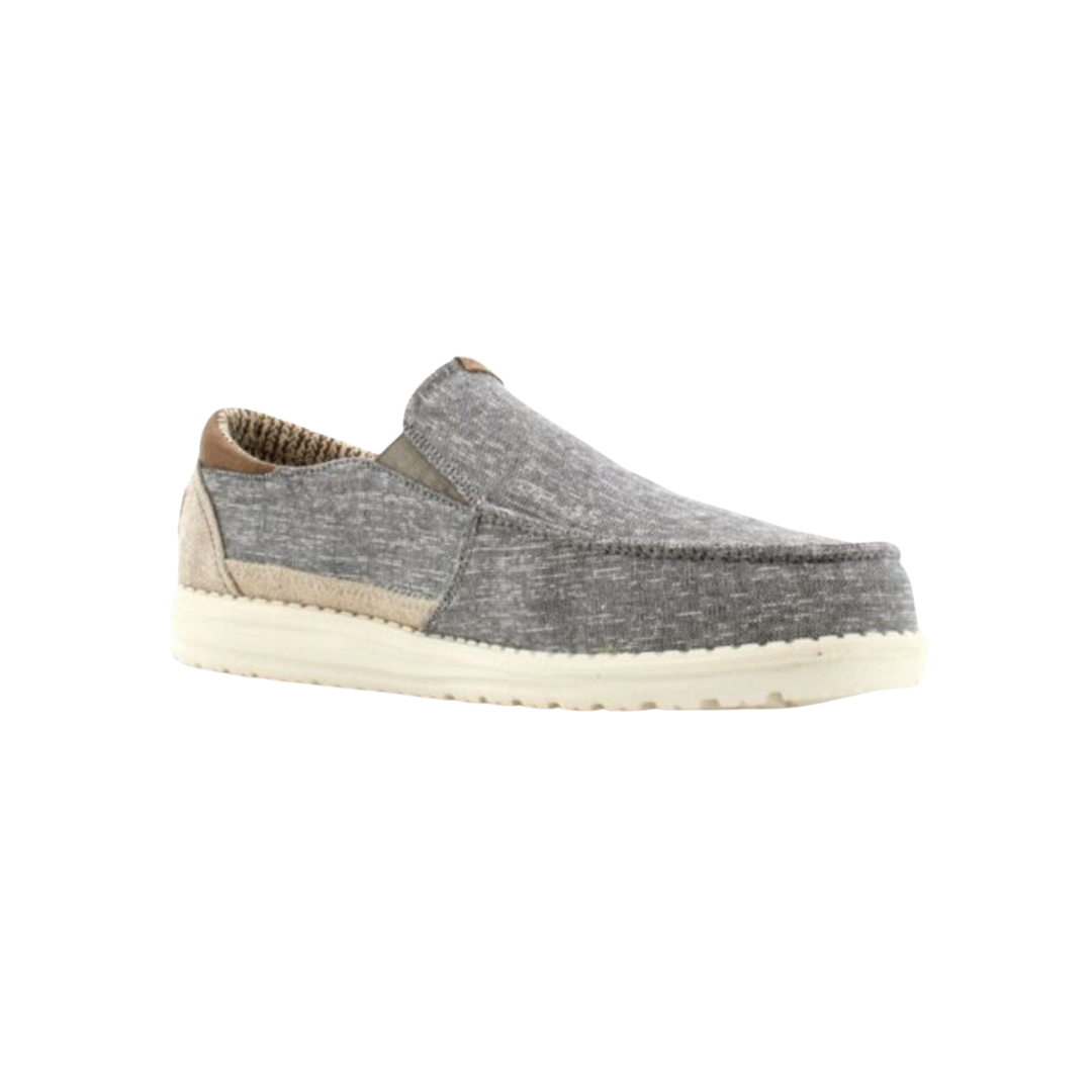 Hey Dude Men's Wally Thad Chambray Riviera Slip Grey Shoes