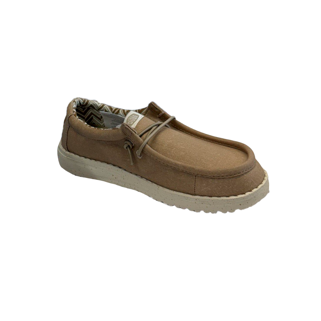 Hey Dude Youth Boy's Wally Stretch Canvas Tan Shoes