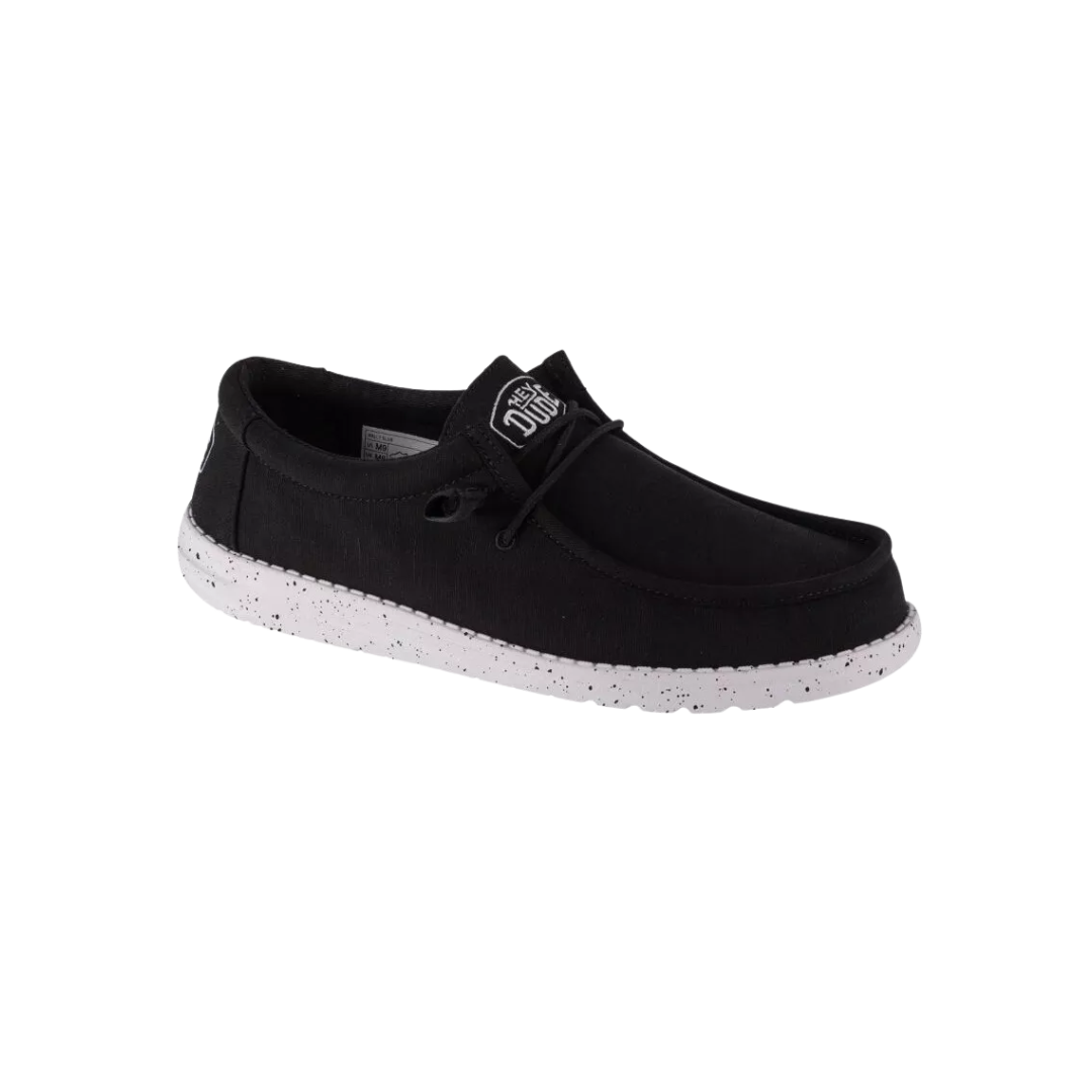 Hey Dude Men's Wally Slub Canvas Black Shoes
