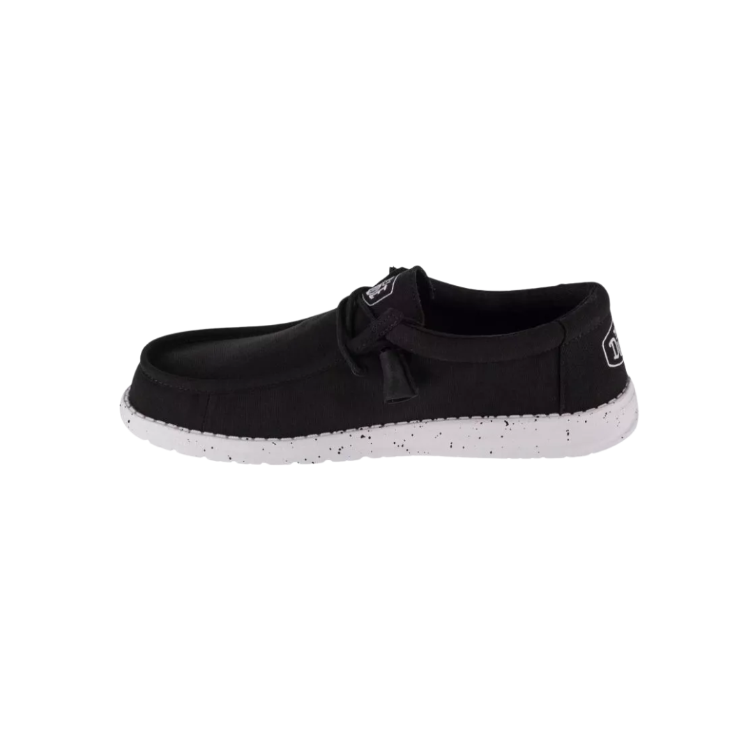 Hey Dude Men's Wally Slub Canvas Black Shoes