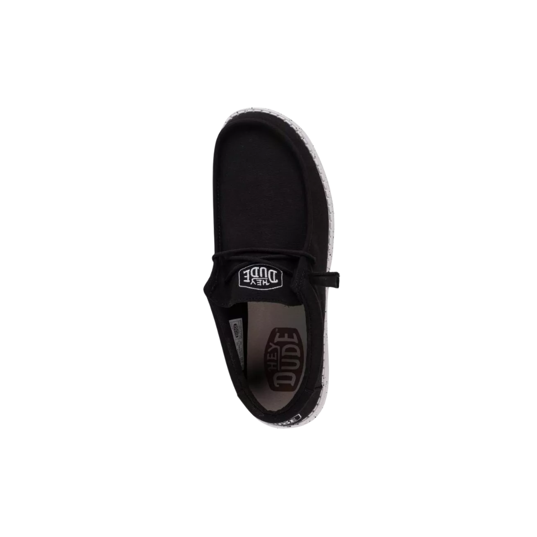 Hey Dude Men's Wally Slub Canvas Black Shoes