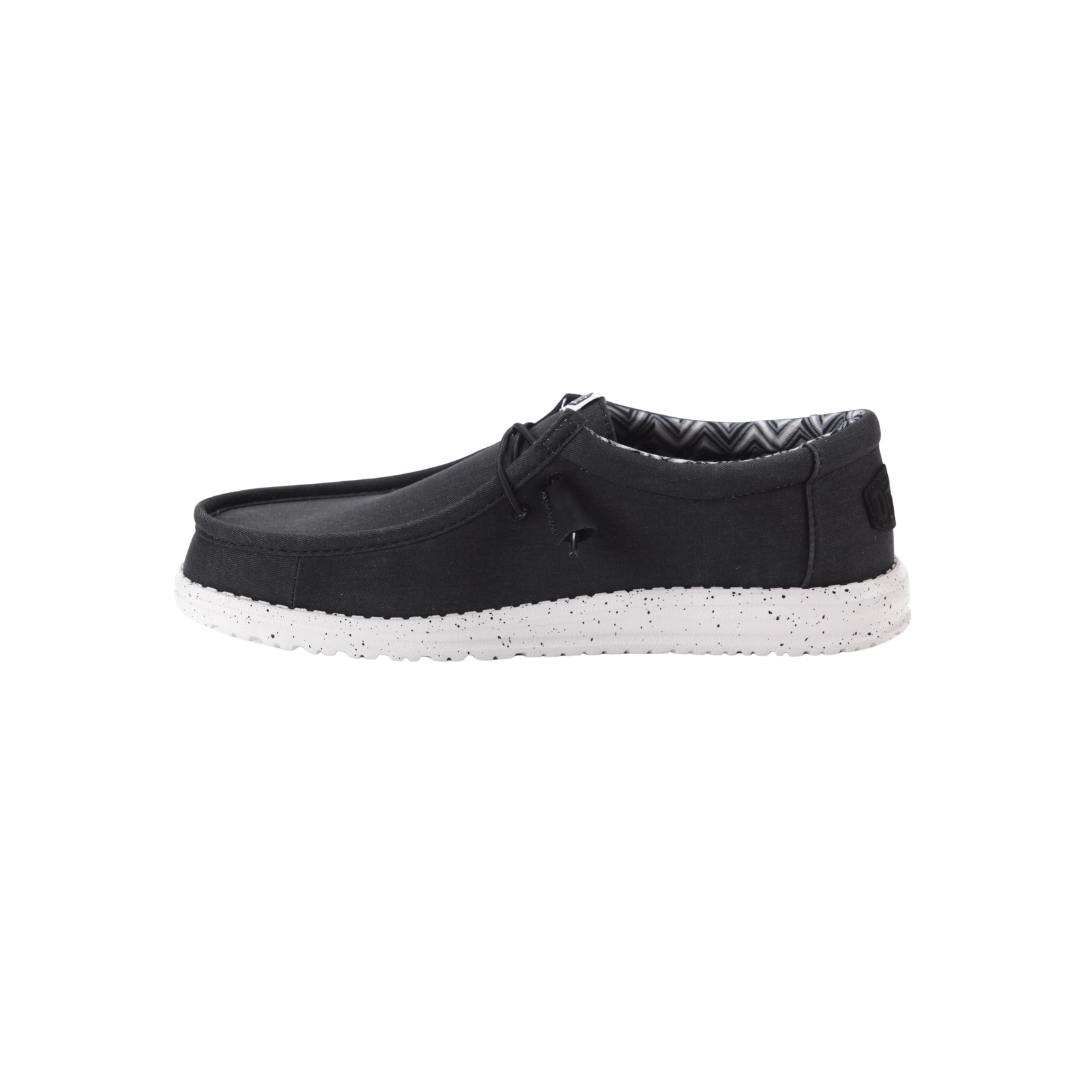 Hey Dude Men's Wally Stretch Canvas Black Shoes