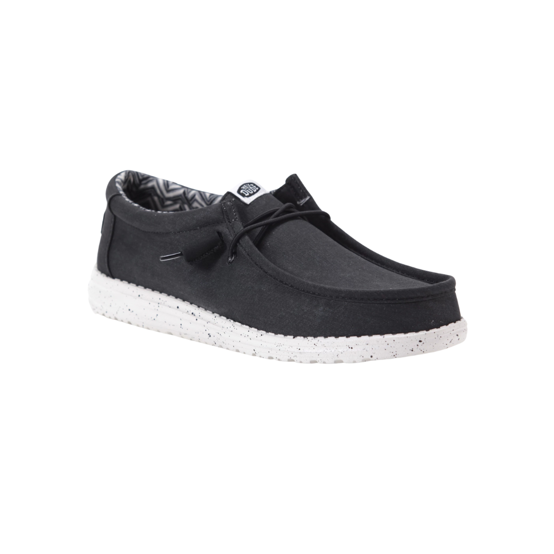 Hey Dude Men's Wally Stretch Canvas Black Shoes