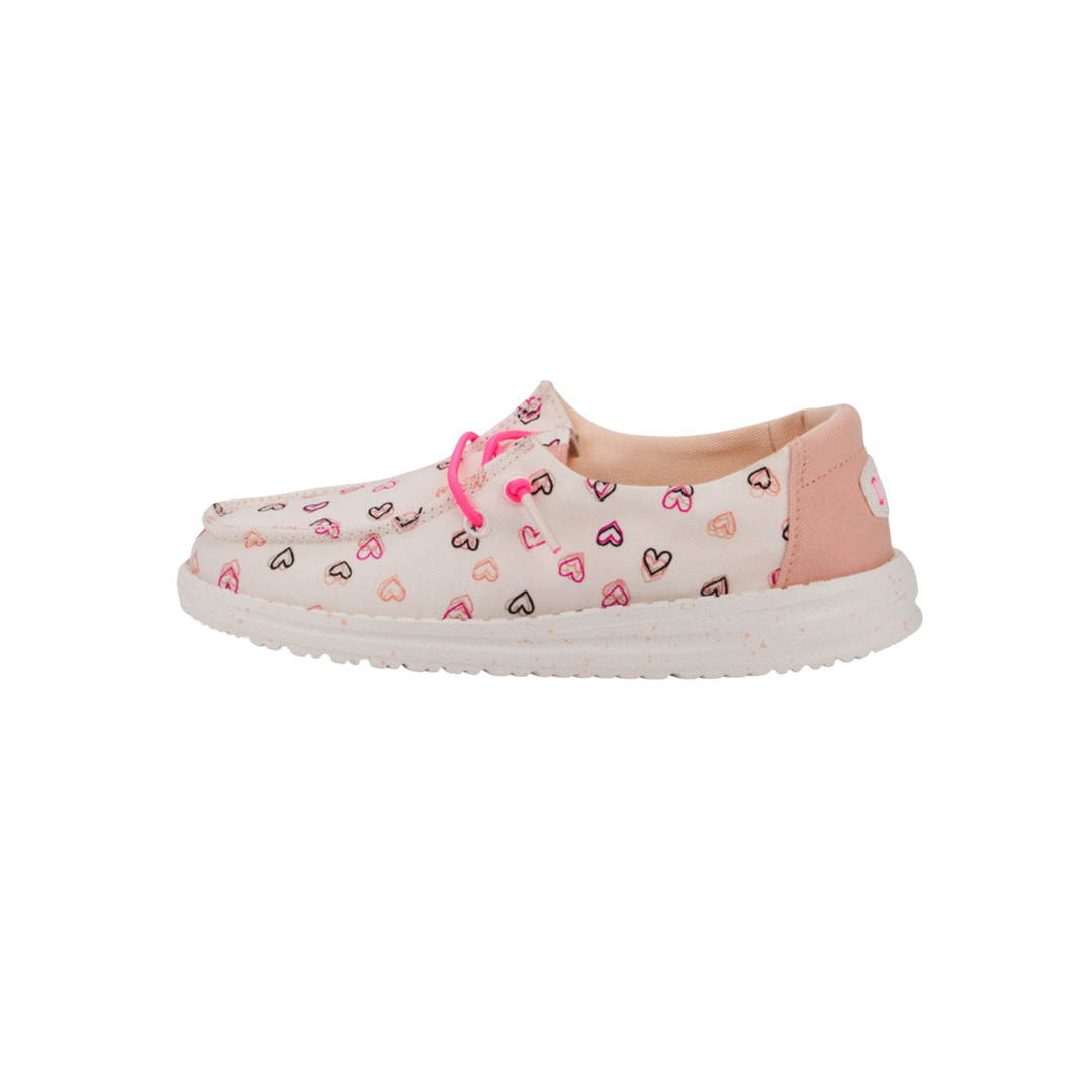 Hey Dude Youth Girl's Wendy Double Hearts White Shoes