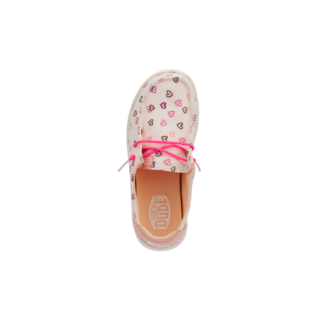 Hey Dude Youth Girl's Wendy Double Hearts White Shoes