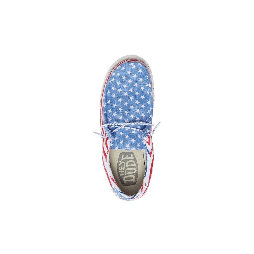 Hey Dude Youth Boy's Wally Flag Patriotic Shoes