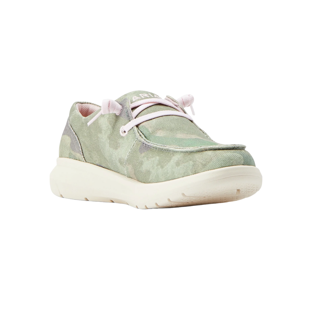 Ariat Women's Hilo Fancy Camo Light Green Shoes, three-quarter front view