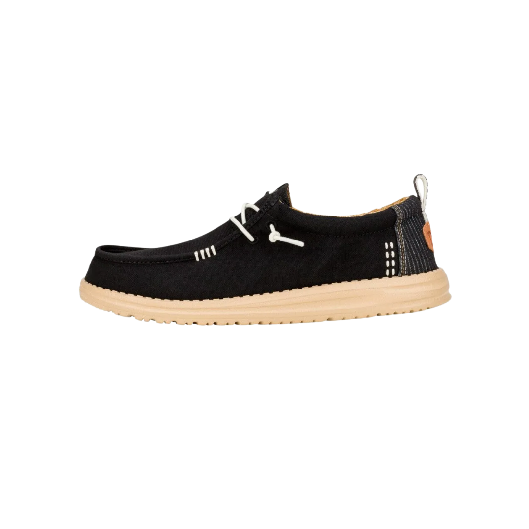 Hey Dude Men's Wally Hickory Denim Black Shoes