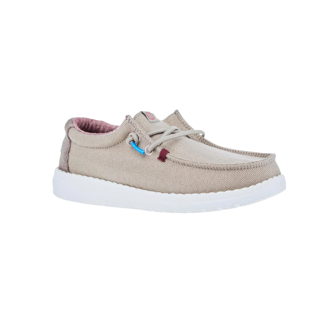 Hey Dude Youth Boy's Wally Herringbone Tan Shoes