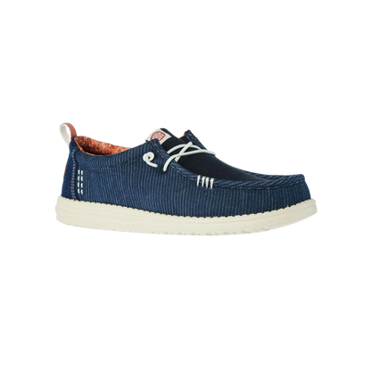 Hey Dude Men's Wally Hickory Denim Navy Shoes - Western Style and