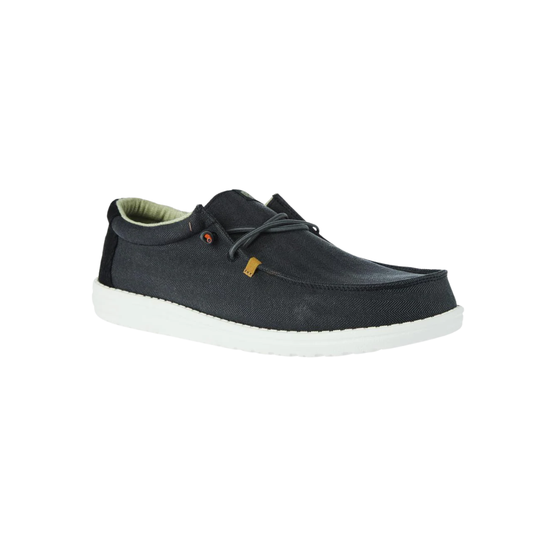 Hey Dude Men's Wally Herringbone Black Shoes