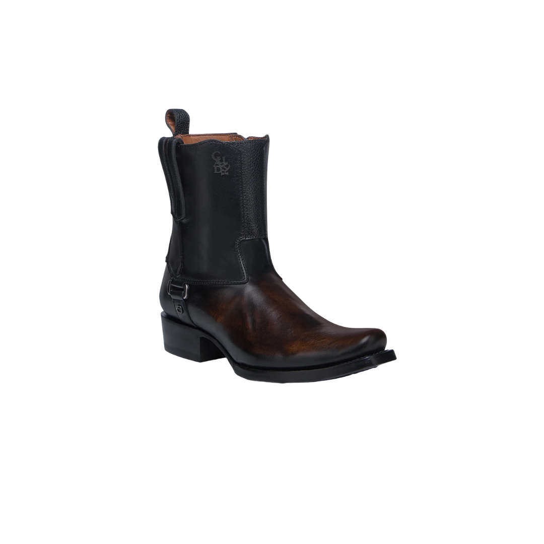 Cuadra Men's Honey Laser Zipper Narrow Black Boots