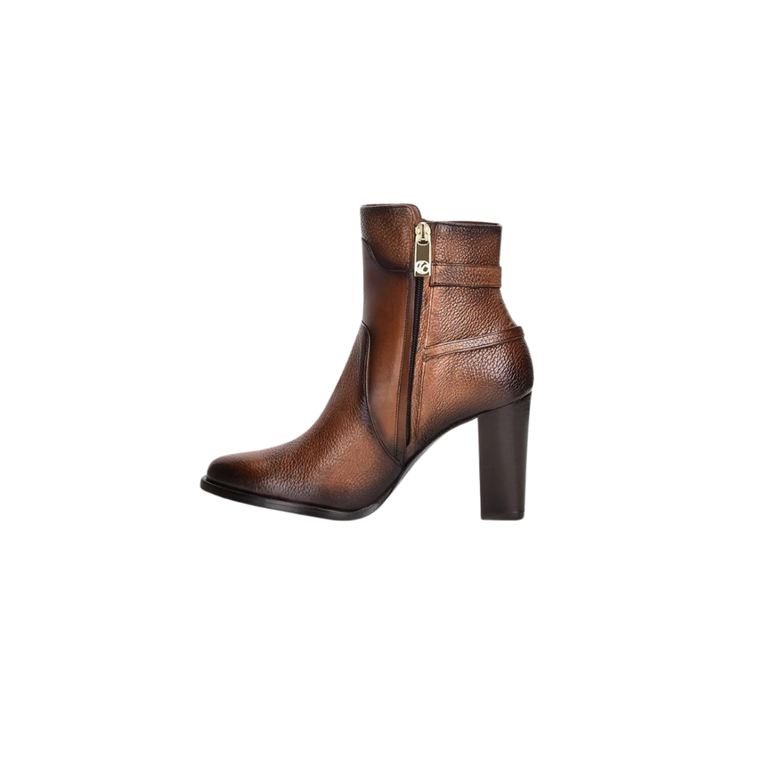 Cuadra Women's Genuine Deer Leather Brown Bootie