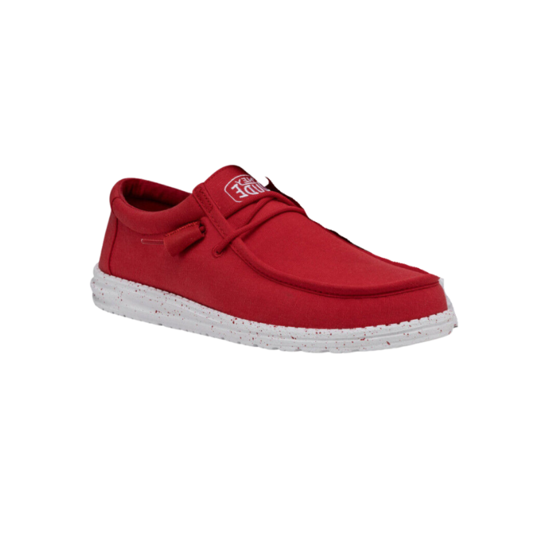 Hey Dude Men's Wally Slub Canvas Red Shoes