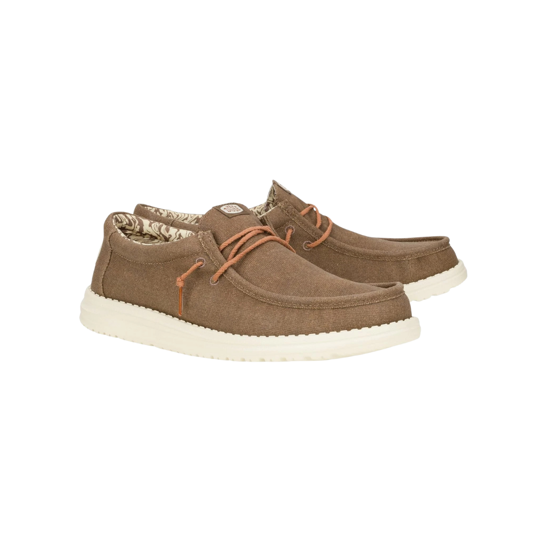 Hey Dude Men's Wally Waxed Canvas Walnut Shoes