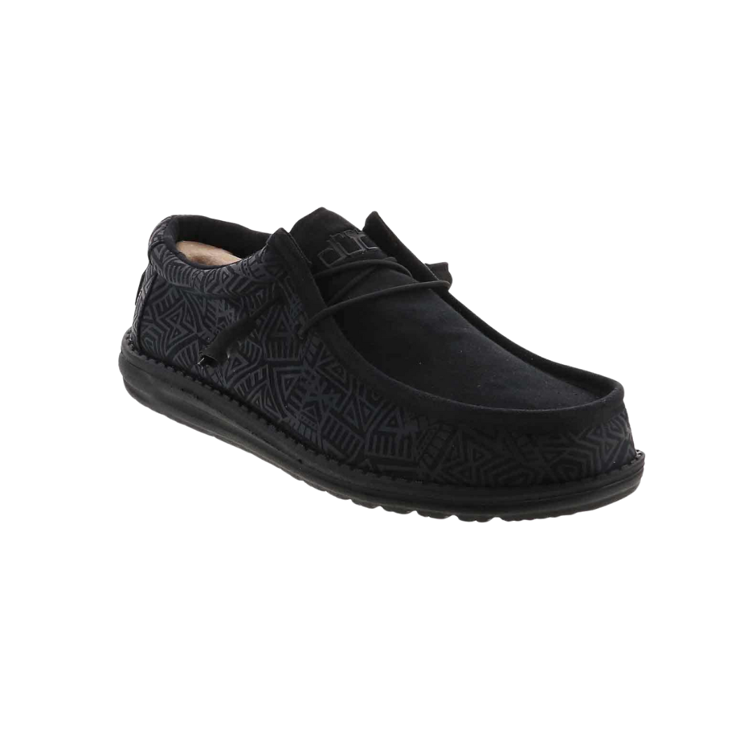 Hey Dude Men's Wally Stretch Casual Total Black Shoes
