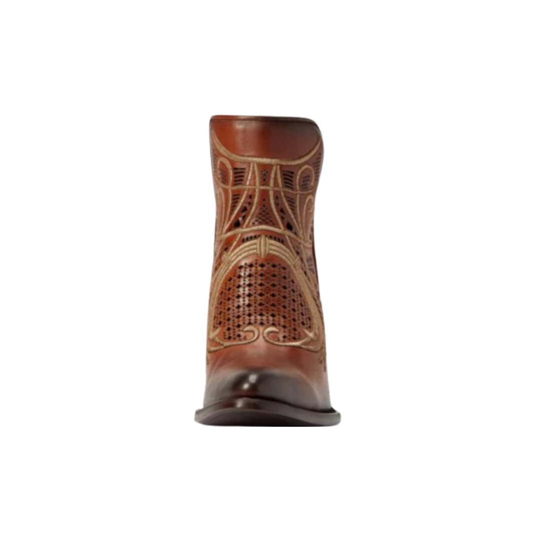 Cuadra Women's Embroidered Honey Brown Western Bootie